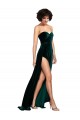 Discount Low Back Sweetheart Stretch Velvet Dark Green Sweep Train Semi Formal Evening Dress UK