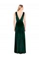 Discount V-Back V-Neck Stretch Velvet Dark Green Long Wedding Party Dress UK