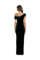 Discount Off the Shoulder Stretch Velvet Dark Green Long Evening Dress UK
