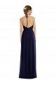 Discount Open Back Halter Neck Soft Chiffon Dark Navy Long Maxi Evening Dress UK