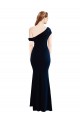 Discount One Shoulder Stretch Crepe Dark Navy Long Evening Dress UK