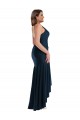 Discount Spaghetti Straps Silky Satin Dark Navy Long Plus Size Wedding Party Dress UK