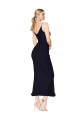 Discount V-Back V-Neck Soft Chiffon Dark Navy Knee Length Sexy Wedding Party Dress UK