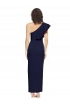 Discount One Shoulder Stretch Crepe Dark Navy Long Evening Gown UK
