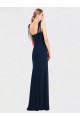 Discount Low Back Spaghetti Straps Stretch Crepe Dark Navy Long Semi Formal Evening Dress UK