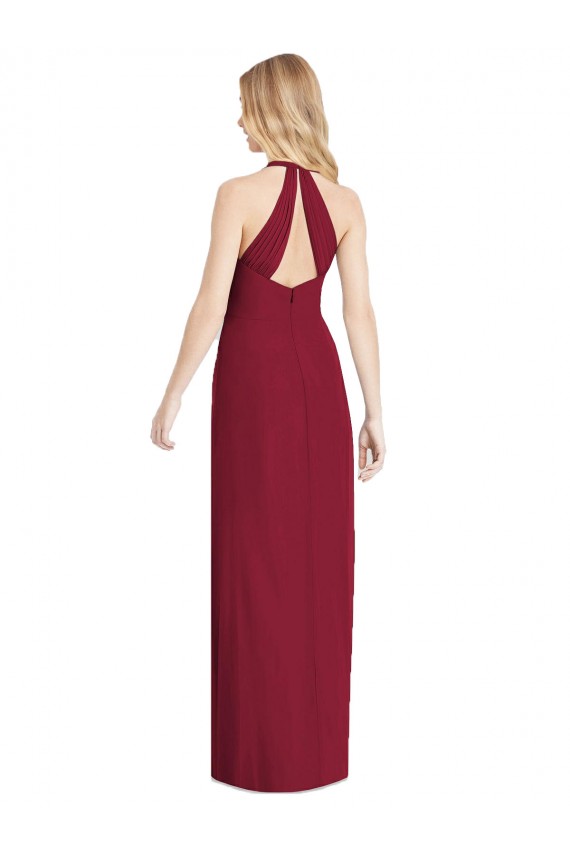 Discount Halter Neck Soft Chiffon Desert Rose Long Maxi Evening Dress UK