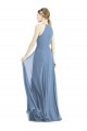 Discount Halter Neck Soft Chiffon Dusty Blue Long Maxi Evening Dresses UK