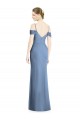 Discount Open Back Off the Shoulder Soft Chiffon Dusty Blue Long Evening Dress UK
