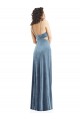 Discount Low Back Square Neck Stretch Velvet Dusty Blue Long Maxi Evening Dress UK