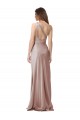 Discount Open Back One Shoulder Stretch Satin Dusty Pink Long Evening Dress UK
