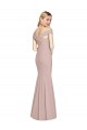 Discount Open Back Off the Shoulder Stretch Crepe Dusty Pink Long Semi Formal Evening Dress UK