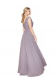 Discount V-Back V-Neck Soft Chiffon Dusty Rose Long Evening Dress UK