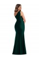 Discount One Shoulder Silky Satin Ever Green Long Plus Size Evening Dress UK