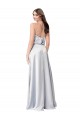 Discount Open Back Halter Neck Silky Satin Fog Long Evening Dress UK