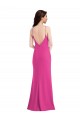 Discount Open Back Halter Neck Stretch Crepe Fuchsia Long Maxi Evening Dress UK