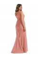 Discount One Shoulder Silky Satin Georgia Peach Long Plus Size Evening Dress UK