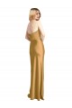 Discount Strapless Stretch Satin Gold Long Wedding Party Dress UK