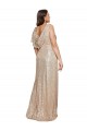 Discount V-Neck Sequin Gold Long Sexy Plus Size Evening Dress UK