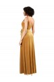 Discount V-Back V-Neck Stretch Velvet Gold Long Evening Dress UK