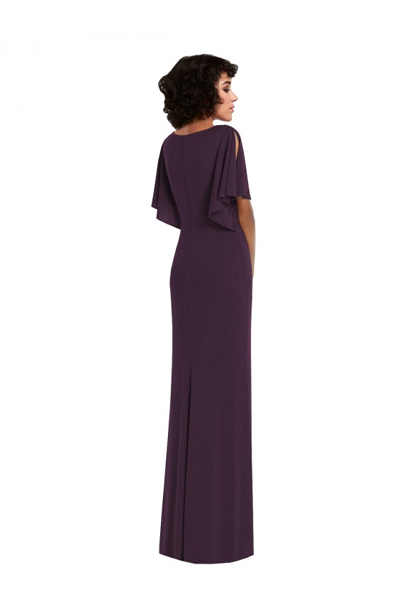 Discount V-Neck Spandex Grape Long Maxi Evening Dress UK