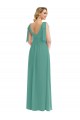 Discount V-Back V-Neck Soft Chiffon Icelandic Silver Long Maxi Evening Dress UK