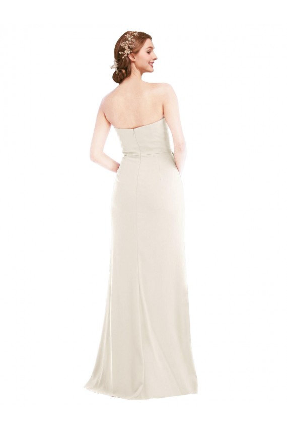 Discount Strapless Stretch Crepe Ivory Long Semi Formal Evening Dress UK