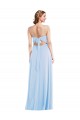 Discount Spaghetti Straps Soft Chiffon Light Sky Blue Long Maxi Evening Dresses UK