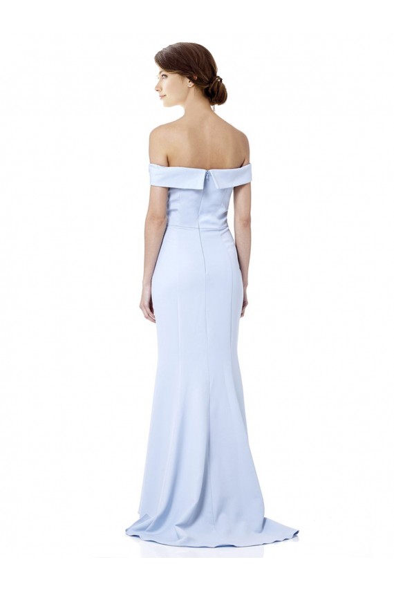 Discount Off the Shoulder Stretch Crepe Light Sky Blue Long Evening Dress UK