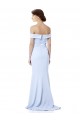 Discount Off the Shoulder Stretch Crepe Light Sky Blue Long Evening Dress UK
