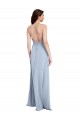 Discount Open Back Halter Neck Stretch Crepe Light Sky Blue Sleeveless Long Evening Dress UK