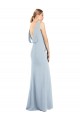 Discount Backless Bateau Neck Stretch Crepe Light Sky Blue Long Semi Formal Evening Dress UK