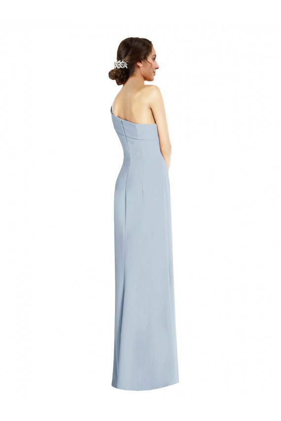 Discount Off the Shoulder Stretch Crepe Light Sky Blue Long Wedding Party Dress UK