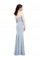 Discount Low Back V-Neck Stretch Crepe Light Sky Blue Long Semi Formal Evening Dress UK