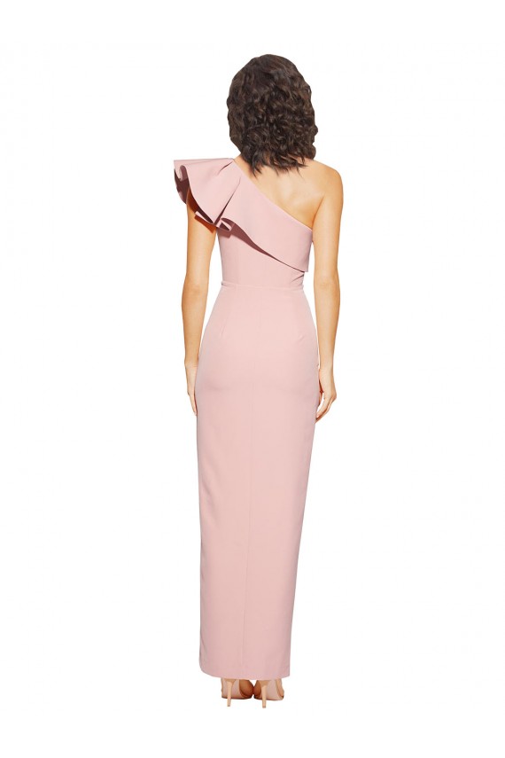 Discount One Shoulder Stretch Crepe Mauve Long Evening Dress UK