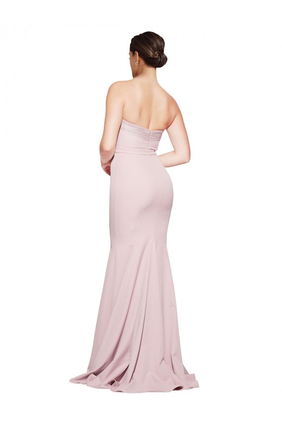 Discount Low Back Strapless Stretch Crepe Mauve Sweep Train Evening Dress UK