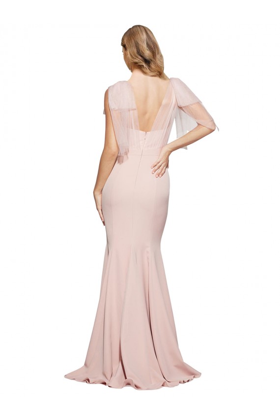 Discount Low Back Sweetheart Stretch Crepe & Tulle Mauve Long Evening Dress UK