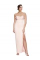 Discount Low Back Cowl Neck Stretch Satin Long Evening Dress UK