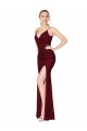 Discount V-Back V-Neck Soft Chiffon Burgundy Long Sexy Evening Dress UK