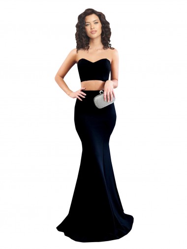 Discount Low Back High Neck Stretch Crepe Black Long Wedding Party Dress UK