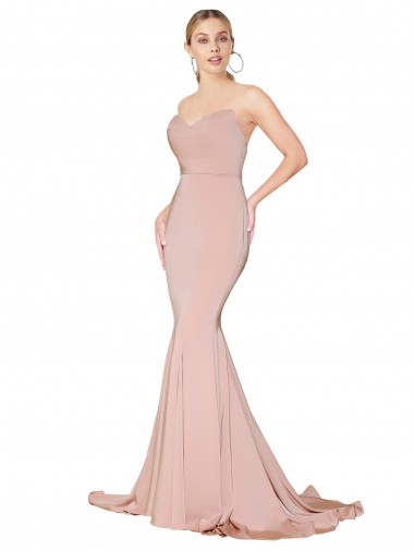 Discount Low Back Sweetheart Stretch Crepe Mauve Long Sexy Evening Dress UK