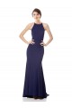 Discount Halter Neck Stretch Crepe Navy Blue Long Evening Dress UK