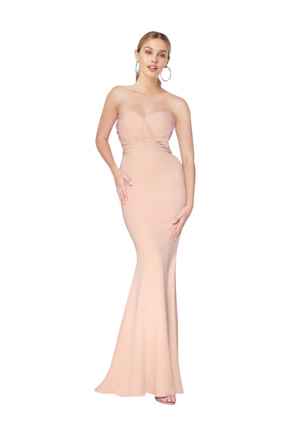 Discount Sweetheart Stretch Crepe Nude Long Evening Dress UK