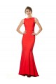 Discount Open Back Halter Neck Stretch Crepe Red Long Wedding Party Dress UK