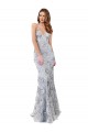 Discount Open Back V-Neck Stretch Crepe & Sequin Tulle Silver Long Evening Dress UK