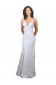 Discount Open Back V-Neck Stretch Crepe & Sequin Tulle White Long Evening Dress UK
