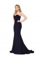 Discount Sweetheart Stretch Crepe Dark Navy Sweep Train Bridal Party Dress UK