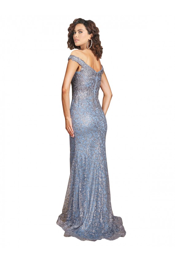 Discount Off the Shoulder Sequin Long Evening Dress UK