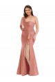 Discount One Shoulder Silky Satin Georgia Peach Long Plus Size Evening Dress UK