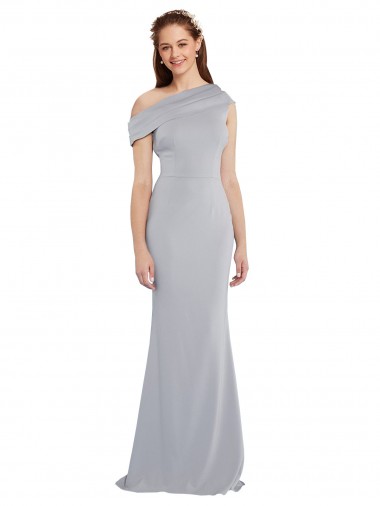Discount One Shoulder Stretch Crepe Grey Long Evening Dress UK
