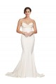 Discount Low Back Cowl Neck Stretch Satin Ivory Sweep Train Evening Dress UK